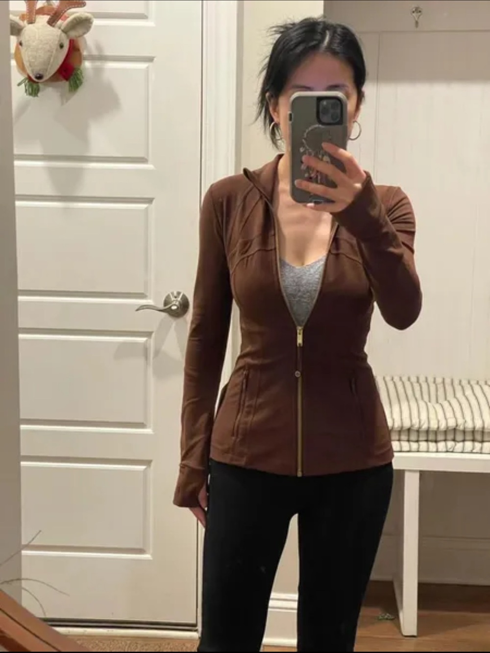 lululemon athletica Brown Full-Zip Hooded Jacket